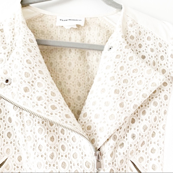 Club Monaco Quilted Lace Cream Jacket 4 - Picture 7 of 11